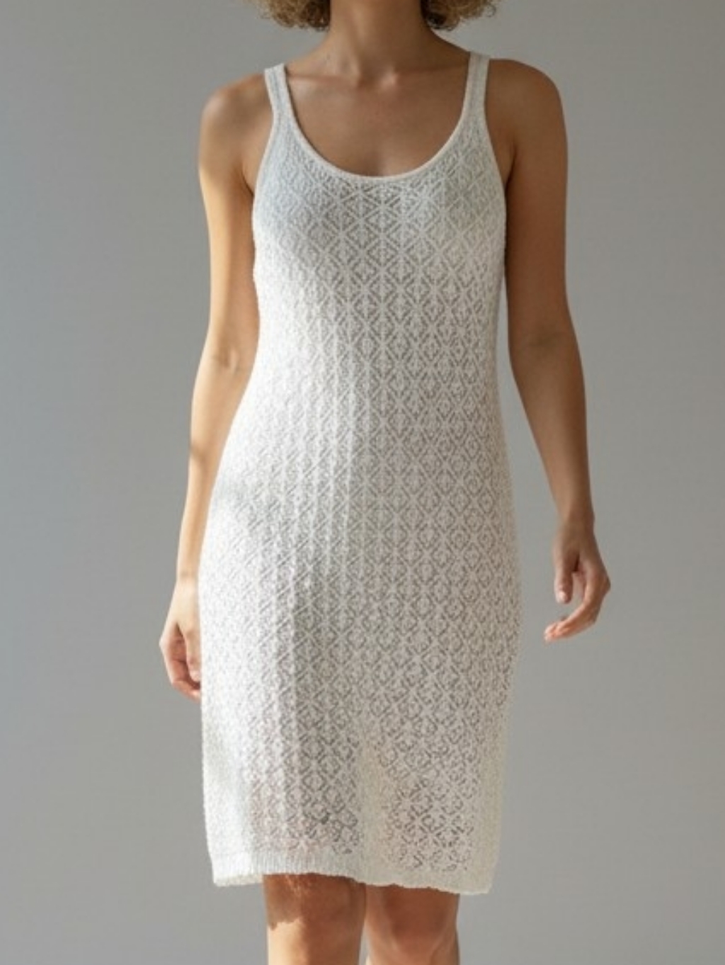 Madden Nyc Crochet Ivory Tank Dress